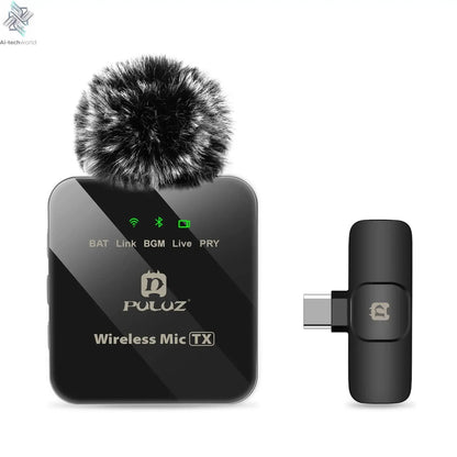 PULUZ 2.4G Wireless Lavalier Microphone Live Broadcast Gaming Microphone For iPhone Type-C Android Camera Audio Video ForYouTube Ai-TechWorld 