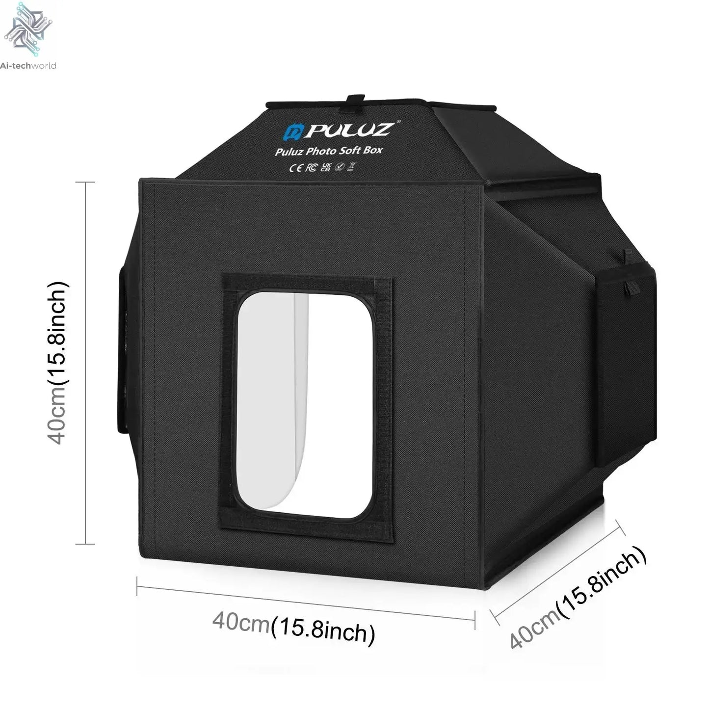 PULUZ 40cm Folding 72W 5500K Studio Shooting Tent Soft Box Photography Lighting Kit with 4 Colors Backdrops LED Photo Softbox Ai-TechWorld 