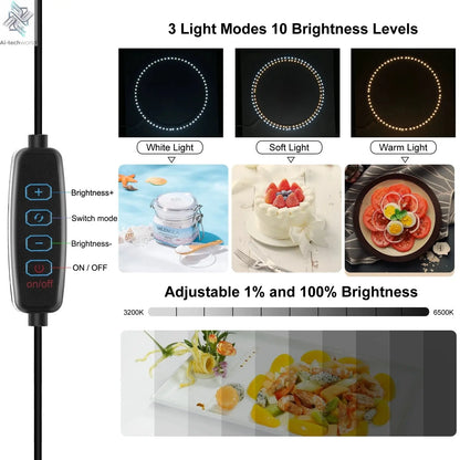 PULUZ 40cm Folding Portable Ring Light USB Photo Lighting Studio Shooting Tent Box with 6 x Dual-side Color Backdrops Photo Box Ai-TechWorld 