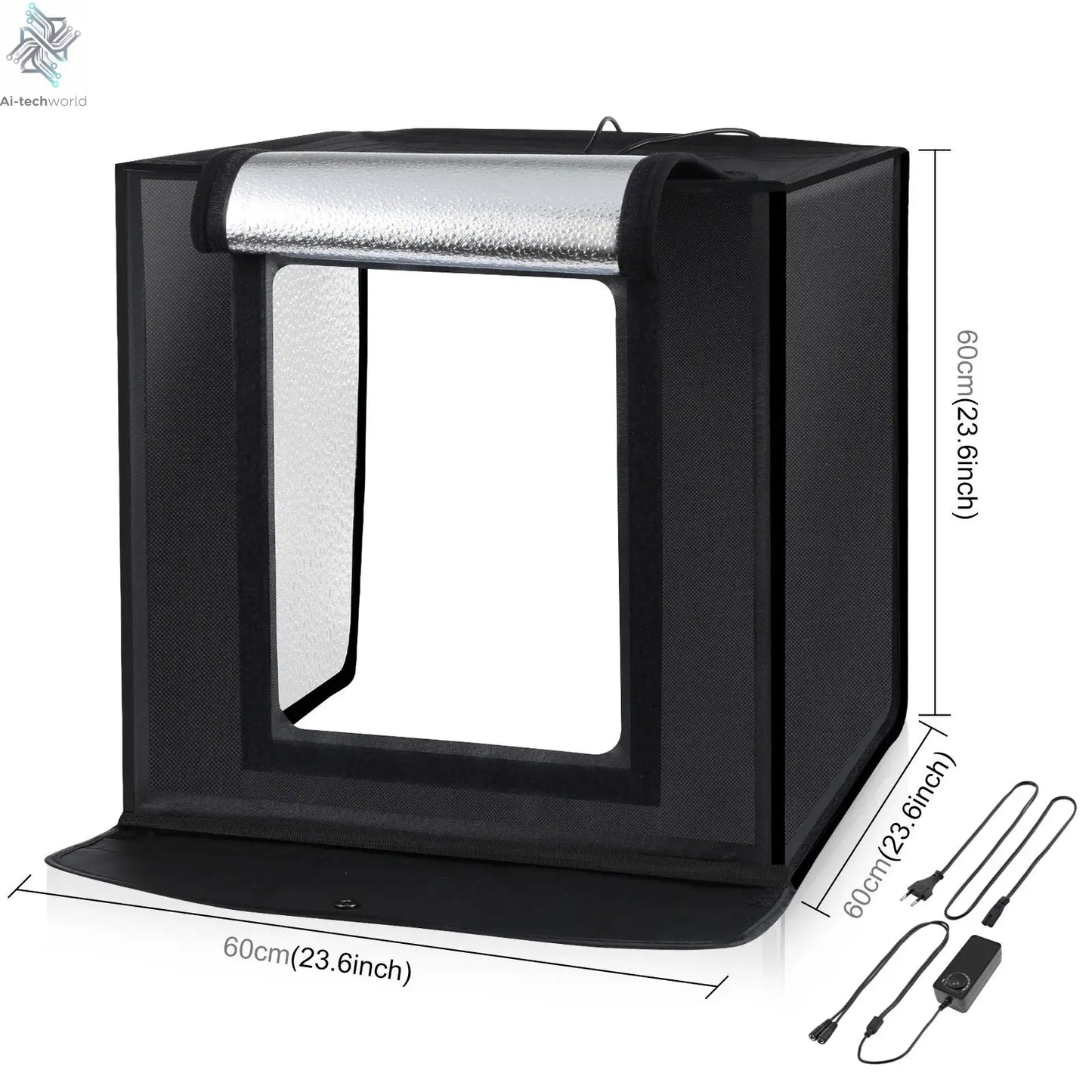 PULUZ 60cm Photo Studio Box Portable Light Soft Box LED 5500K White Light Dimmable 36W Photography Tent Kit with 6 Backdrops Ai-TechWorld 