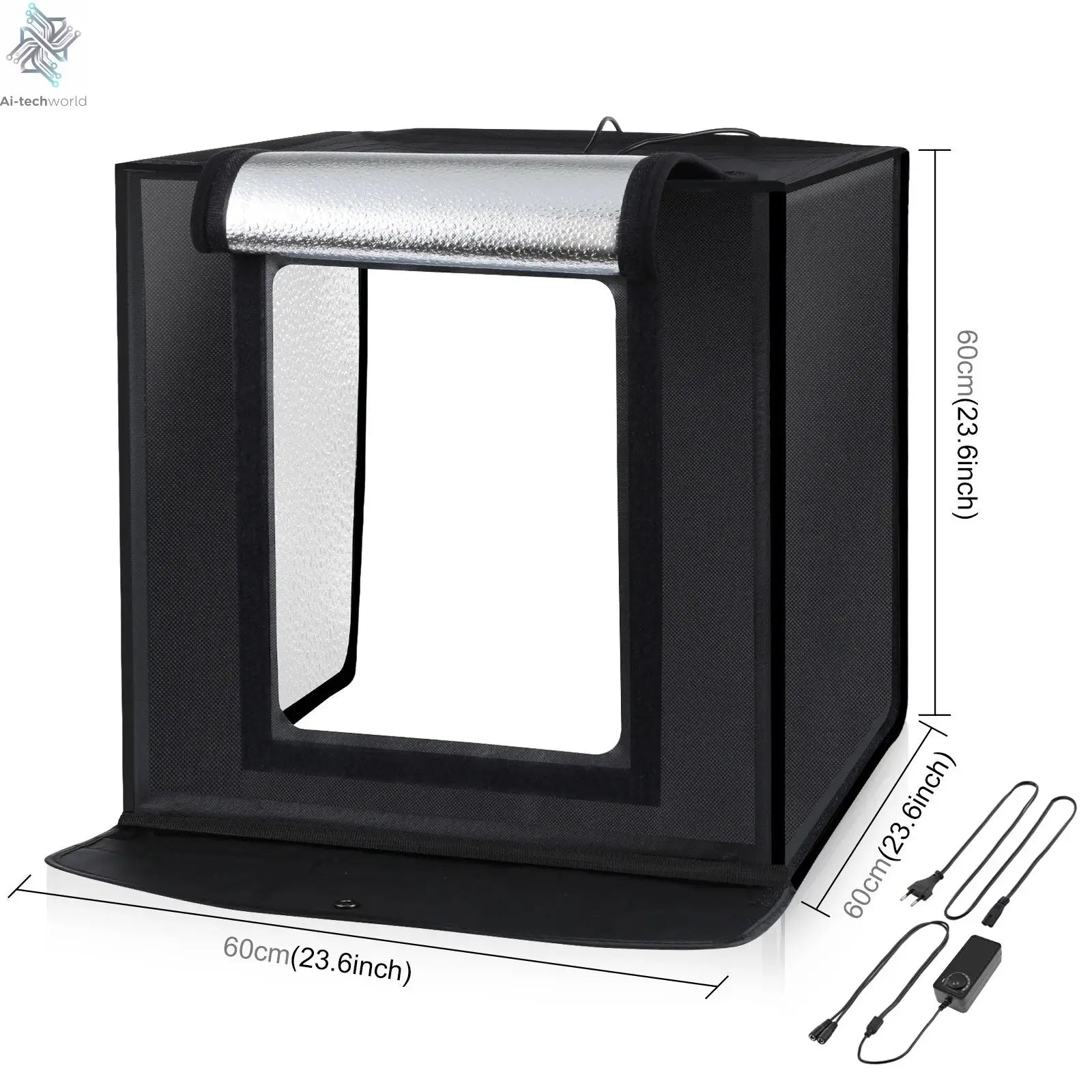 PULUZ 60cm Photo Studio Box Portable Light Soft Box LED 5500K White Light Dimmable 36W Photography Tent Kit with 6 Backdrops Ai-TechWorld 