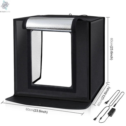 PULUZ 60cm Photo Studio Box Portable Light Soft Box LED 5500K White Light Dimmable 36W Photography Tent Kit with 6 Backdrops Ai-TechWorld 