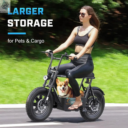 Peak 1200W Electric Scooter with Seat, 16" Fat Tire Electric Dirt Bike, Max 30Miles Ranges, Top Speed 20Mph,, Customized Ai-TechWorld 