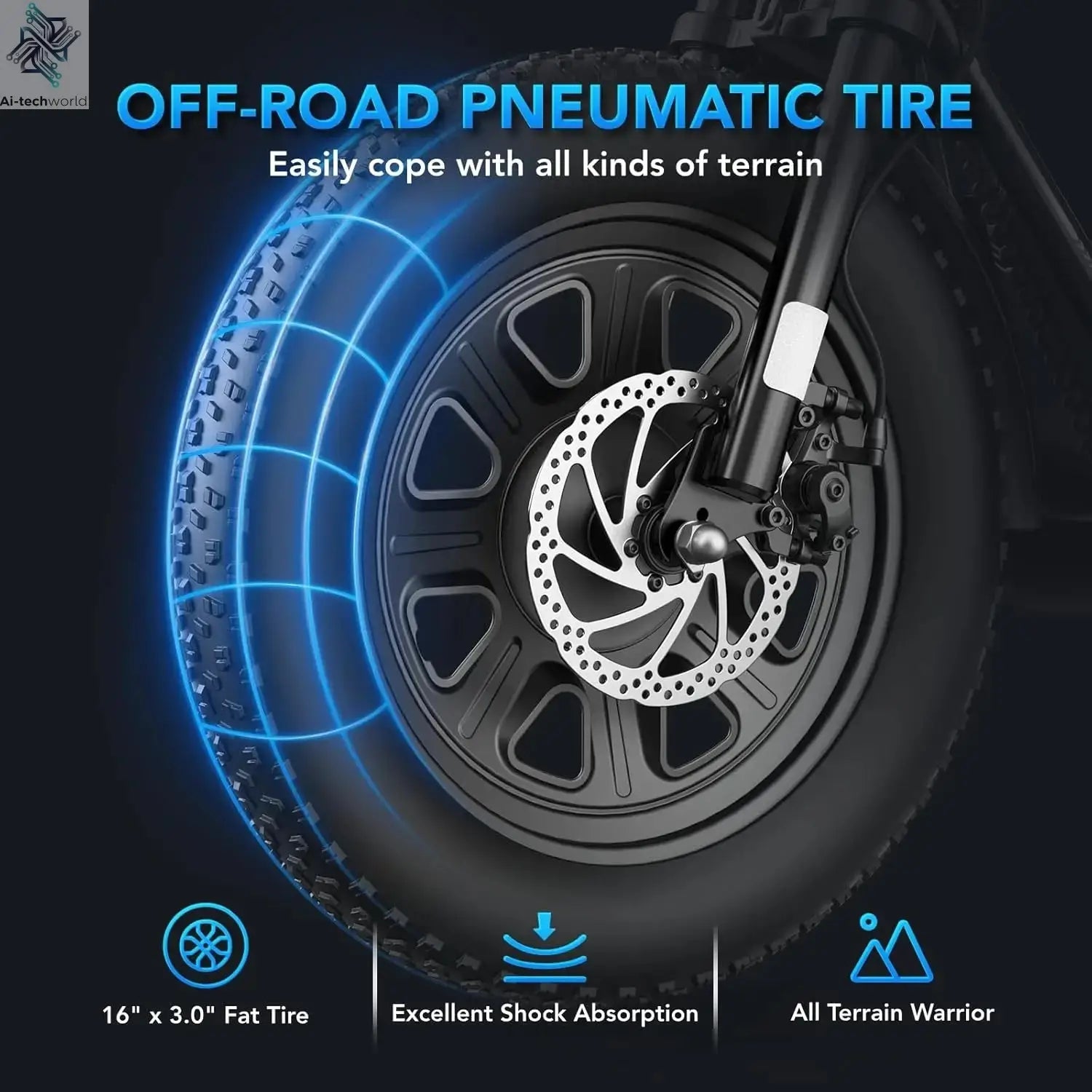 Peak 1200W Electric Scooter with Seat, 16" Fat Tire Electric Dirt Bike, Max 30Miles Ranges, Top Speed 20Mph,, Customized Ai-TechWorld 