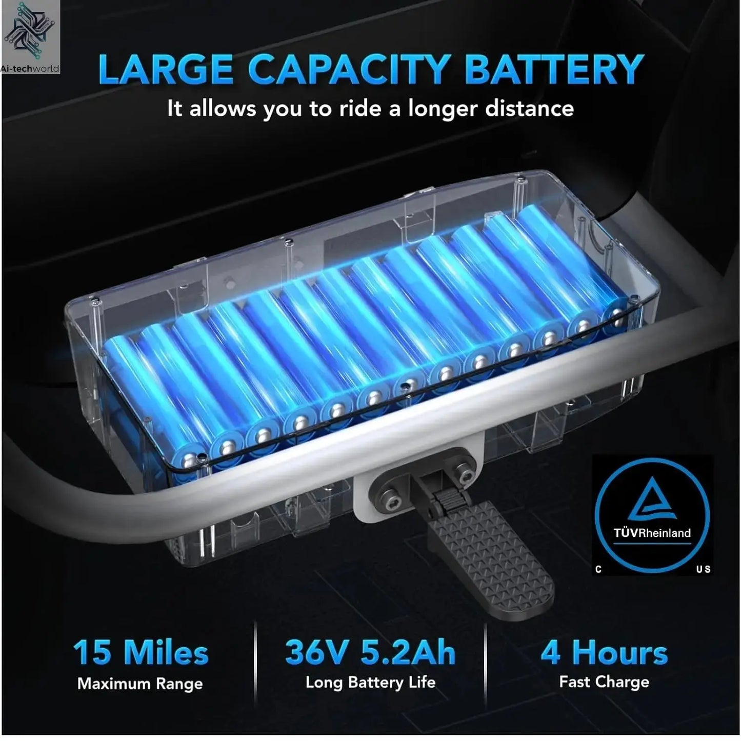 Peak 1200W Electric Scooter with Seat, 16" Fat Tire Electric Dirt Bike, Max 30Miles Ranges, Top Speed 20Mph,, Customized Ai-TechWorld 