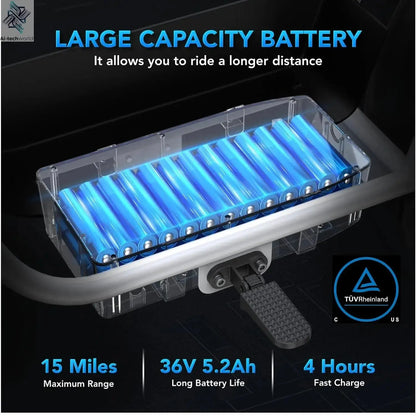 Peak 1200W Electric Scooter with Seat, 16" Fat Tire Electric Dirt Bike, Max 30Miles Ranges, Top Speed 20Mph,, Customized Ai-TechWorld 