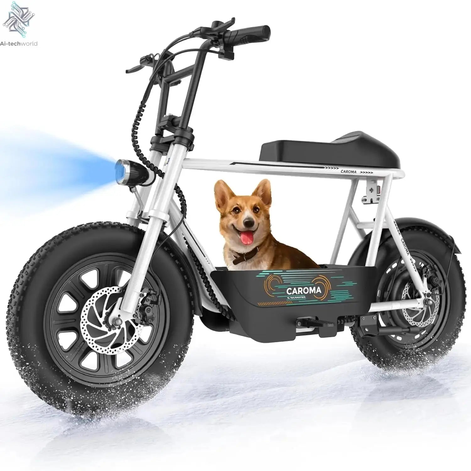 Peak 1200W Electric Scooter with Seat, 16" Fat Tire Electric Dirt Bike, Max 30Miles Ranges, Top Speed 20Mph,, Customized Ai-TechWorld 