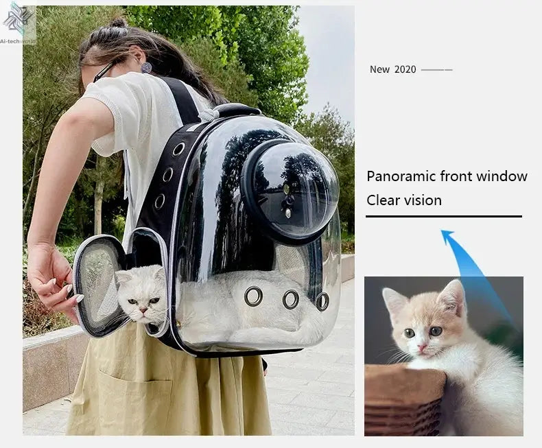 Pet Cat Carrying Bag Space Pet Backpacks Breathable Portable Transparent Backpack Puppy Dog Transport Carrier Space Capsule Bags Ai-TechWorld 