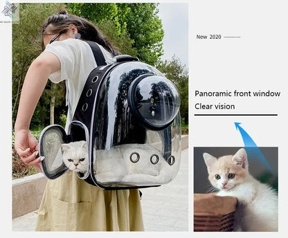 Pet Cat Carrying Bag Space Pet Backpacks Breathable Portable Transparent Backpack Puppy Dog Transport Carrier Space Capsule Bags Ai-TechWorld 
