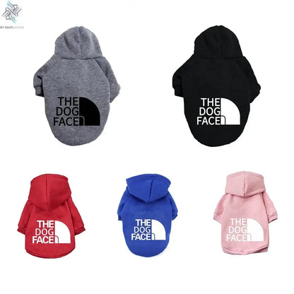 Pet Dog Hoodies Autumn and Winter Season Large Dog Clothes Dog Face Text Pattern French Bulldog Labrador Jacket Clothing Ai-TechWorld 