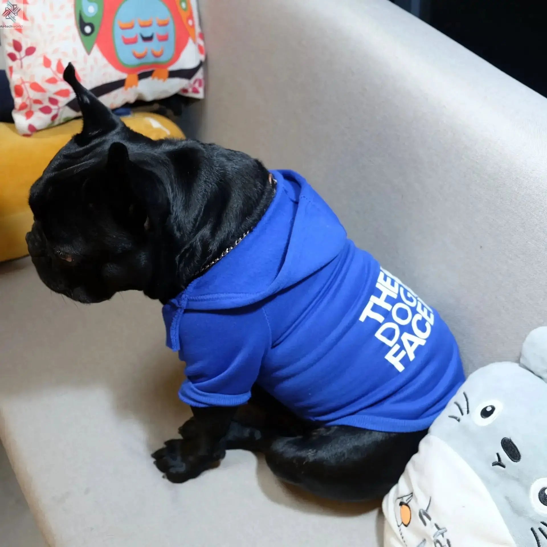 Pet Dog Hoodies Autumn and Winter Season Large Dog Clothes Dog Face Text Pattern French Bulldog Labrador Jacket Clothing Ai-TechWorld 