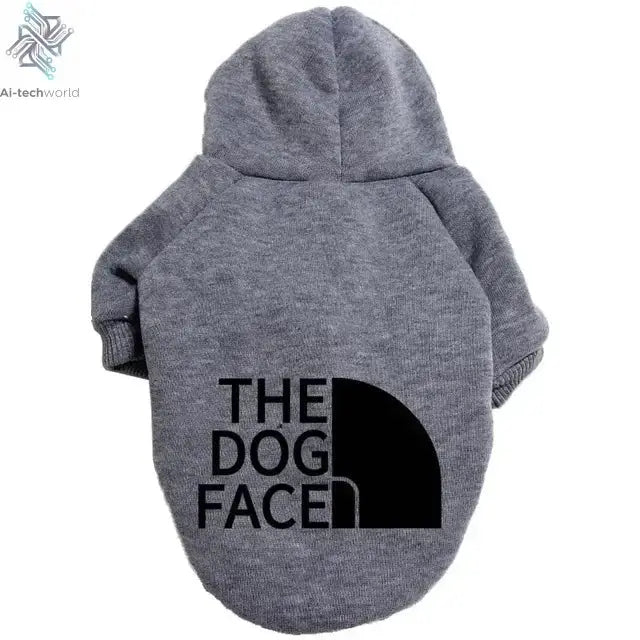 Pet Dog Hoodies Autumn and Winter Season Large Dog Clothes Dog Face Text Pattern French Bulldog Labrador Jacket Clothing Ai-TechWorld 