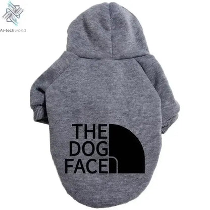 Pet Dog Hoodies Autumn and Winter Season Large Dog Clothes Dog Face Text Pattern French Bulldog Labrador Jacket Clothing Ai-TechWorld 