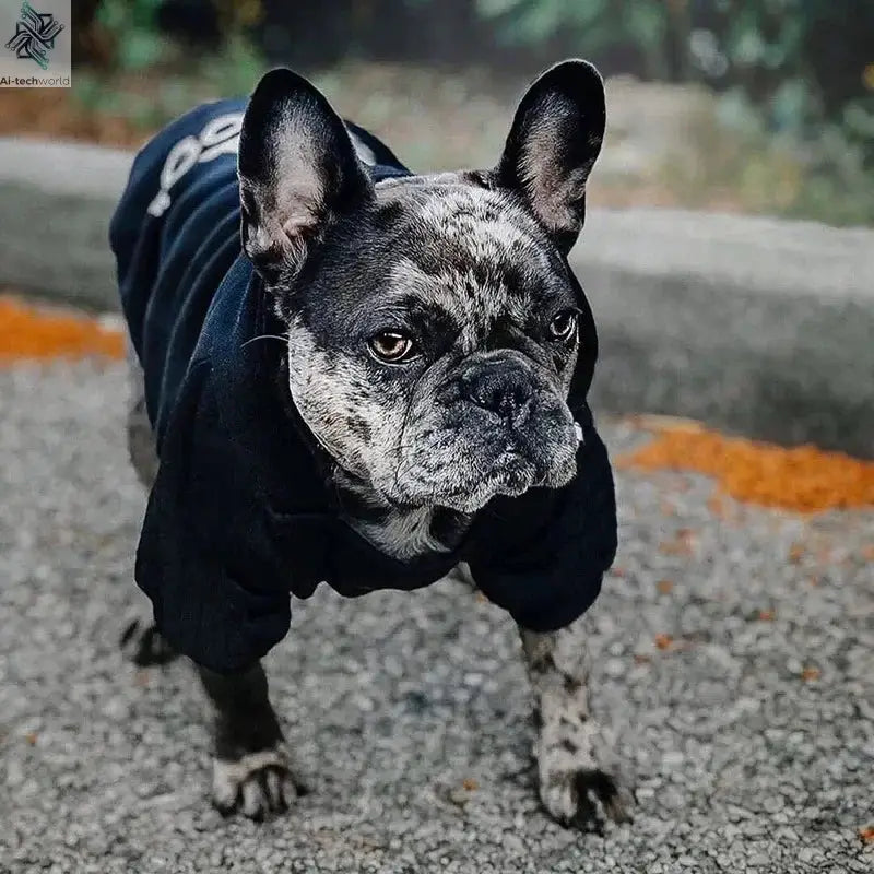 Pet Dog Hoodies Autumn and Winter Season Large Dog Clothes Dog Face Text Pattern French Bulldog Labrador Jacket Clothing Ai-TechWorld 