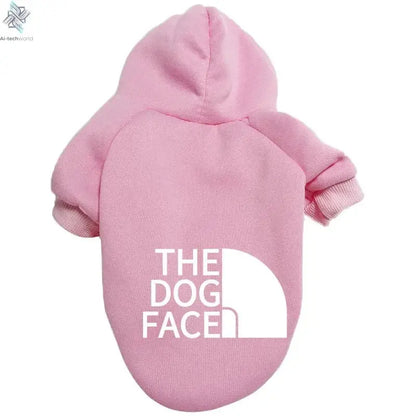 Pet Dog Hoodies Autumn and Winter Season Large Dog Clothes Dog Face Text Pattern French Bulldog Labrador Jacket Clothing Ai-TechWorld 