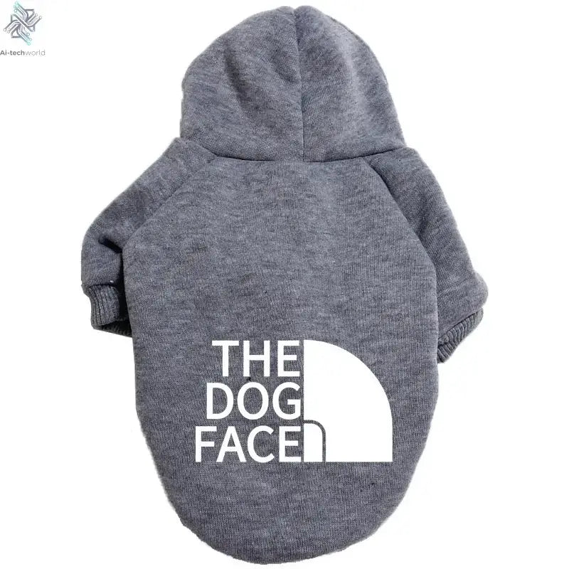 Pet Dog Hoodies Autumn and Winter Season Large Dog Clothes Dog Face Text Pattern French Bulldog Labrador Jacket Clothing Ai-TechWorld 