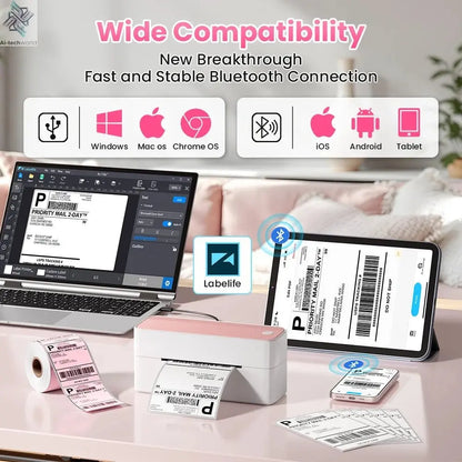 Phomemo 241 Bluetooth Thermal Label Printer Wireless Small Shipping Label Printer 4X6 Compatible with iPhone Android Mac Window Ai-TechWorld