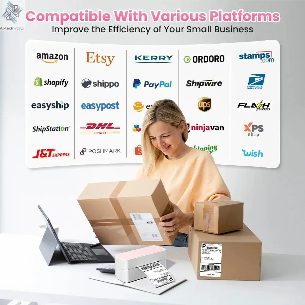 Phomemo 241 Bluetooth Thermal Label Printer Wireless Small Shipping Label Printer 4X6 Compatible with iPhone Android Mac Window Ai-TechWorld