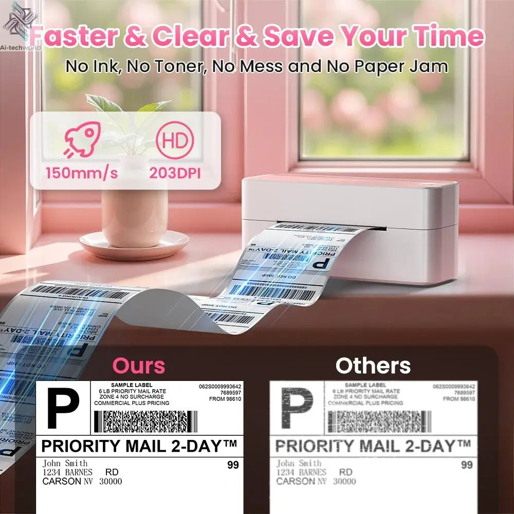 Phomemo 241 Bluetooth Thermal Label Printer Wireless Small Shipping Label Printer 4X6 Compatible with iPhone Android Mac Window Ai-TechWorld