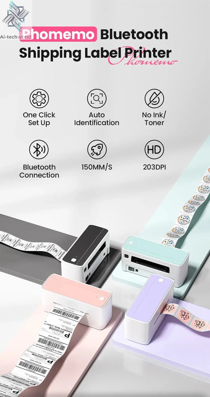 Phomemo 241 Bluetooth Thermal Label Printer Wireless Small Shipping Label Printer 4X6 Compatible with iPhone Android Mac Window Ai-TechWorld