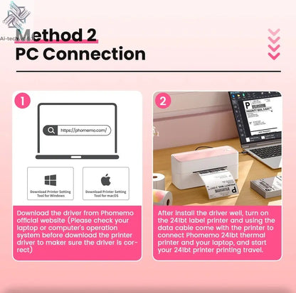 Phomemo 241 Bluetooth Thermal Label Printer Wireless Small Shipping Label Printer 4X6 Compatible with iPhone Android Mac Window Ai-TechWorld