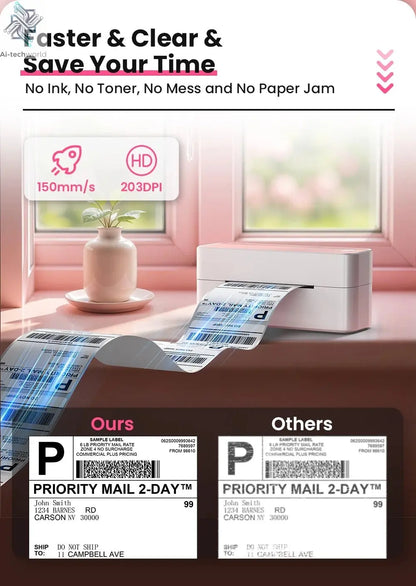 Phomemo 241 Bluetooth Thermal Label Printer Wireless Small Shipping Label Printer 4X6 Compatible with iPhone Android Mac Window Ai-TechWorld