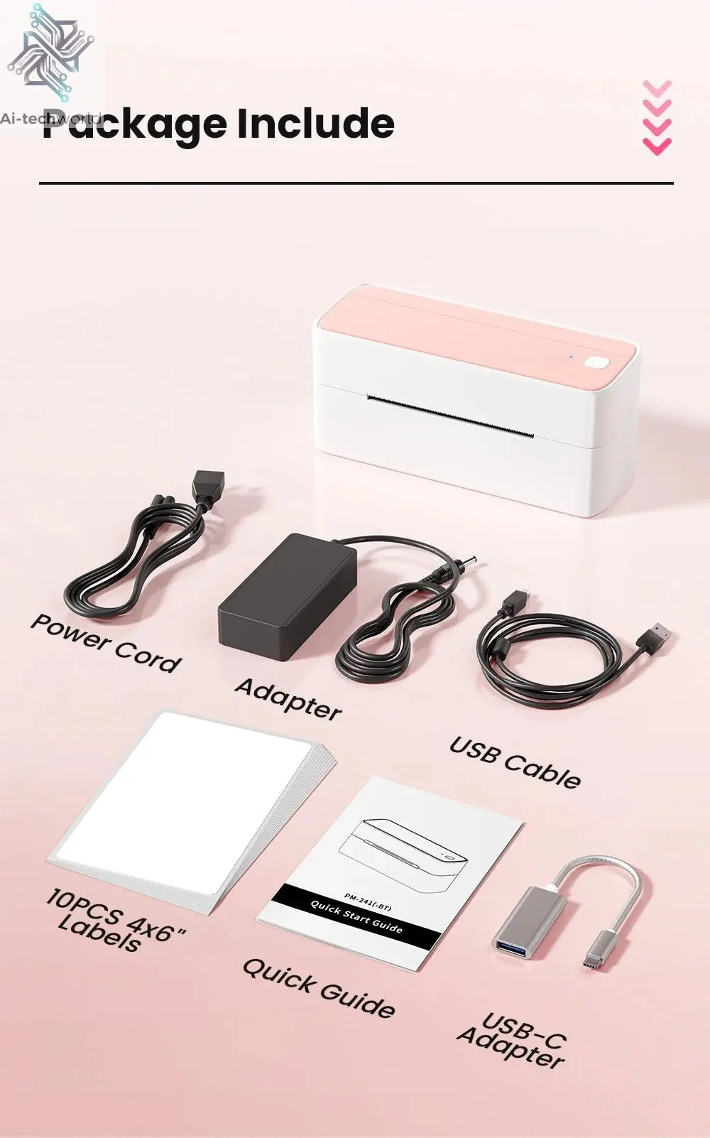 Phomemo 241 Bluetooth Thermal Label Printer Wireless Small Shipping Label Printer 4X6 Compatible with iPhone Android Mac Window Ai-TechWorld