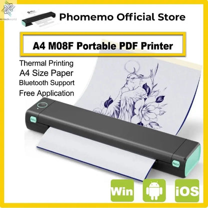 Phomemo M08F Wireless Thermal Printer: Portable Label Maker for Home Office Shipping Ai-TechWorld