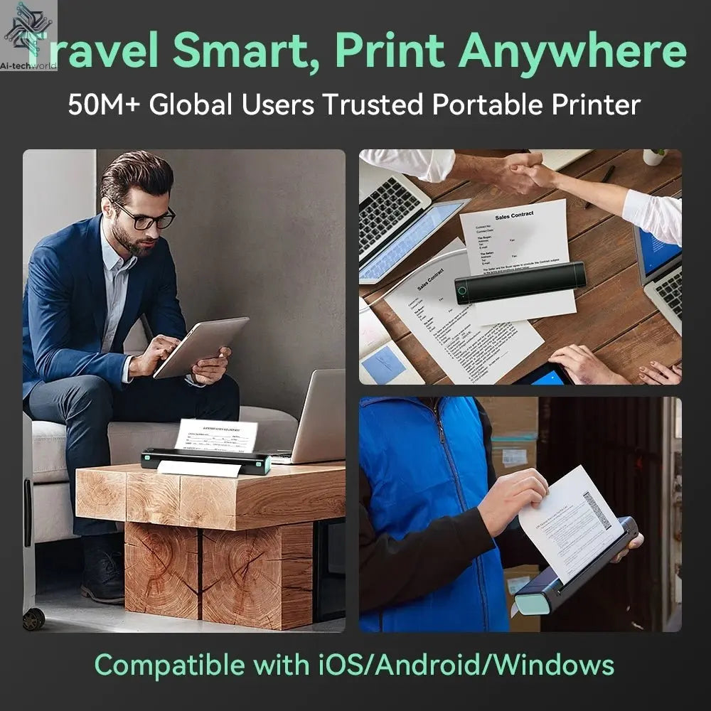 Phomemo M08F Wireless Thermal Printer: Portable Label Maker for Home Office Shipping Ai-TechWorld