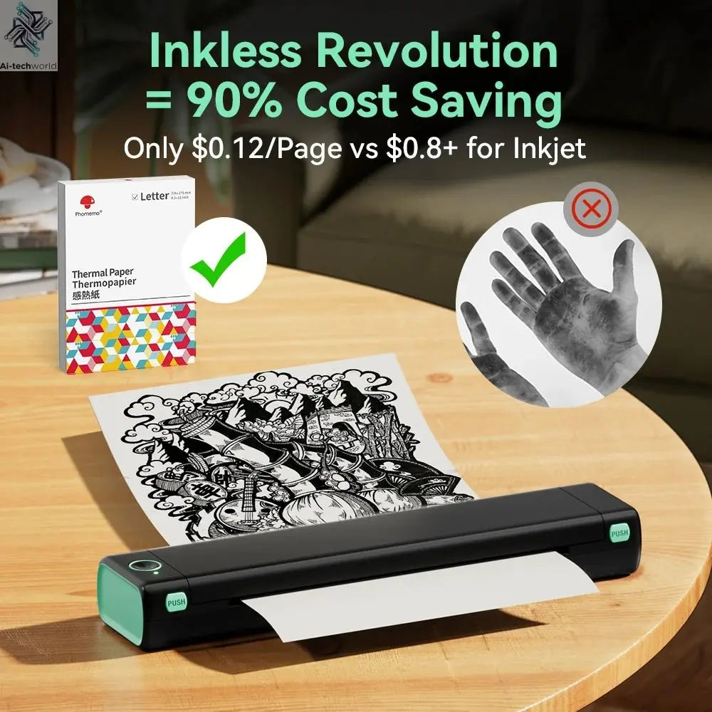 Phomemo M08F Wireless Thermal Printer: Portable Label Maker for Home Office Shipping Ai-TechWorld