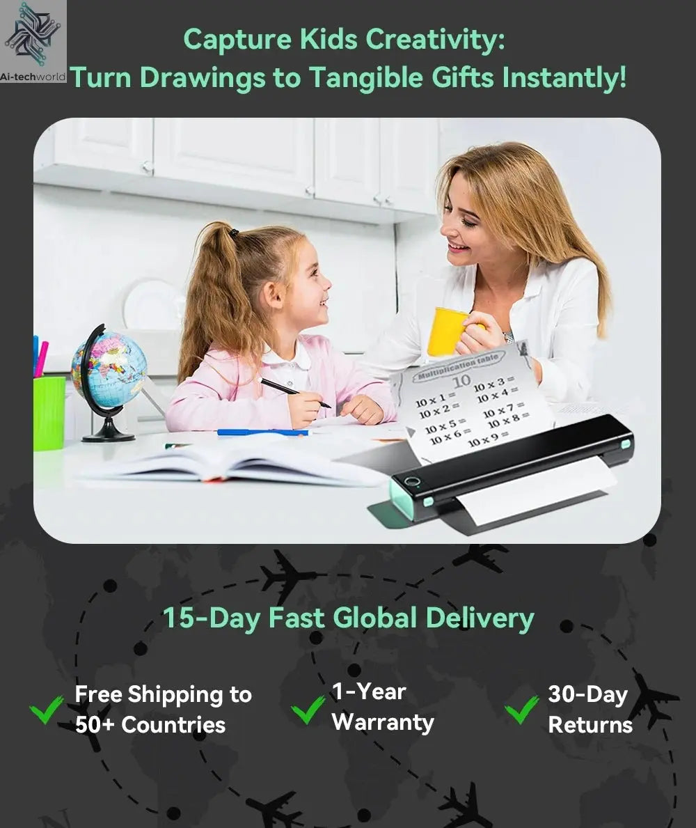 Phomemo M08F Wireless Thermal Printer: Portable Label Maker for Home Office Shipping Ai-TechWorld