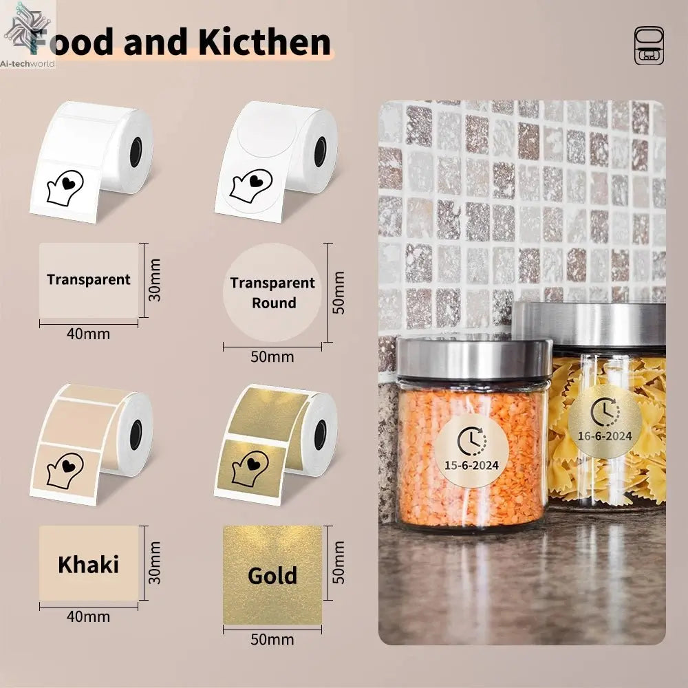 Phomemo M110 Mini Portable Thermal Printer Self-adhesive Label Printer For 3/5/10 rolss Stickers Label Maker Printer Without Ink Ai-TechWorld