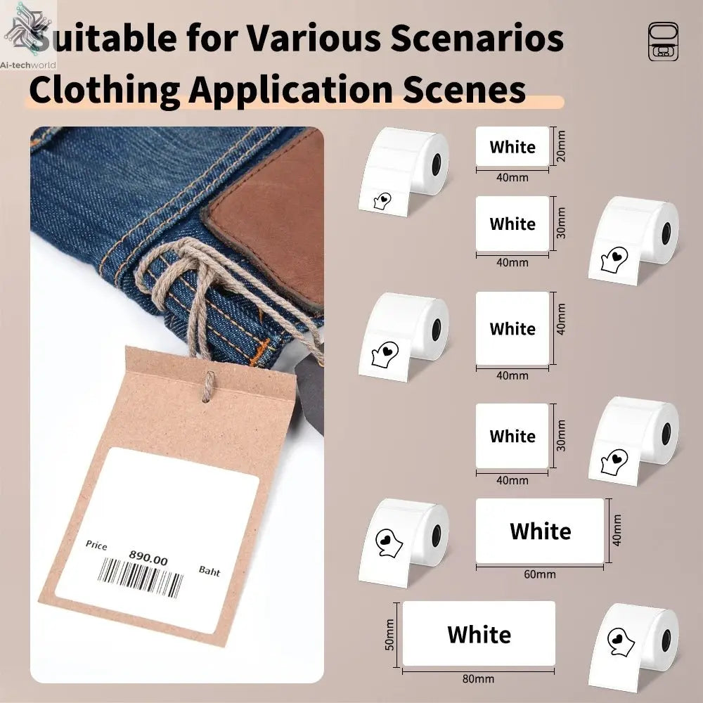 Phomemo M110 Mini Portable Thermal Printer Self-adhesive Label Printer For 3/5/10 rolss Stickers Label Maker Printer Without Ink Ai-TechWorld