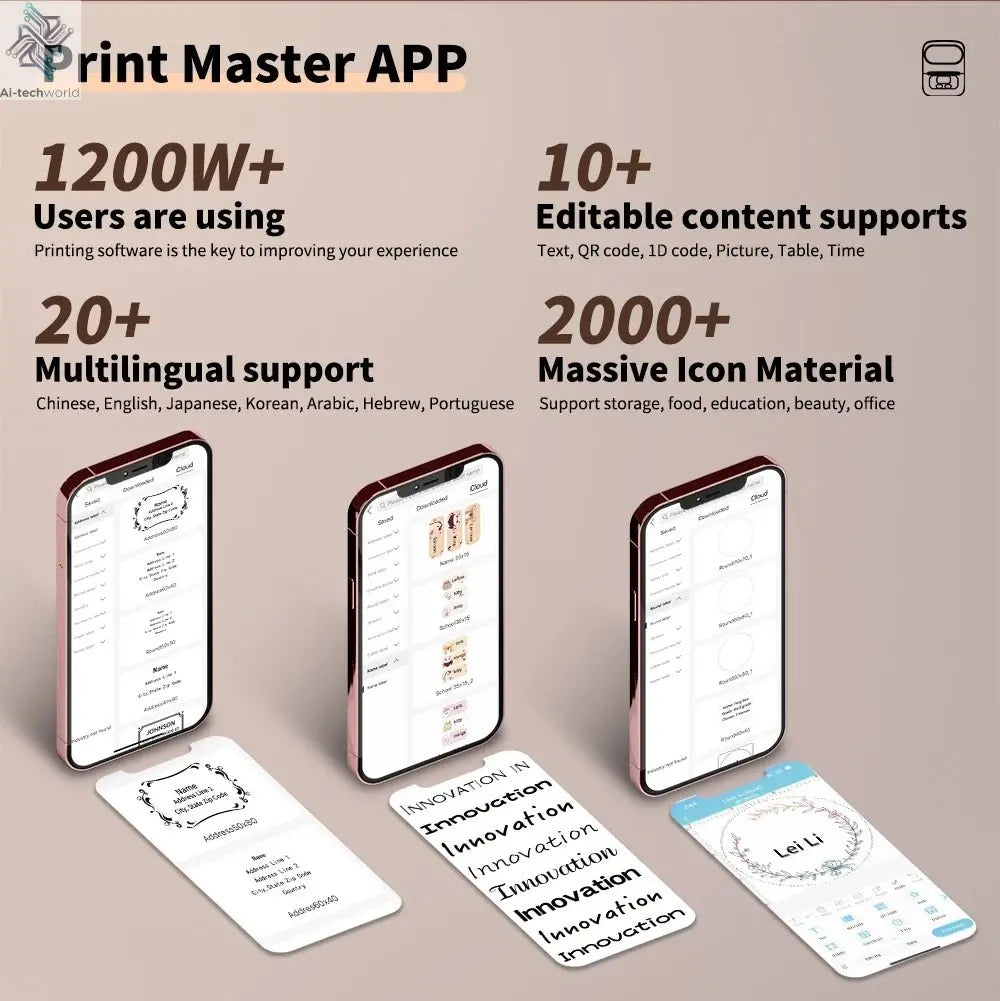 Phomemo M110 Mini Portable Thermal Printer Self-adhesive Label Printer For 3/5/10 rolss Stickers Label Maker Printer Without Ink Ai-TechWorld