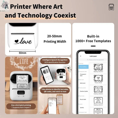 Phomemo M110 Mini Portable Thermal Printer Self-adhesive Label Printer For 3/5/10 rolss Stickers Label Maker Printer Without Ink Ai-TechWorld