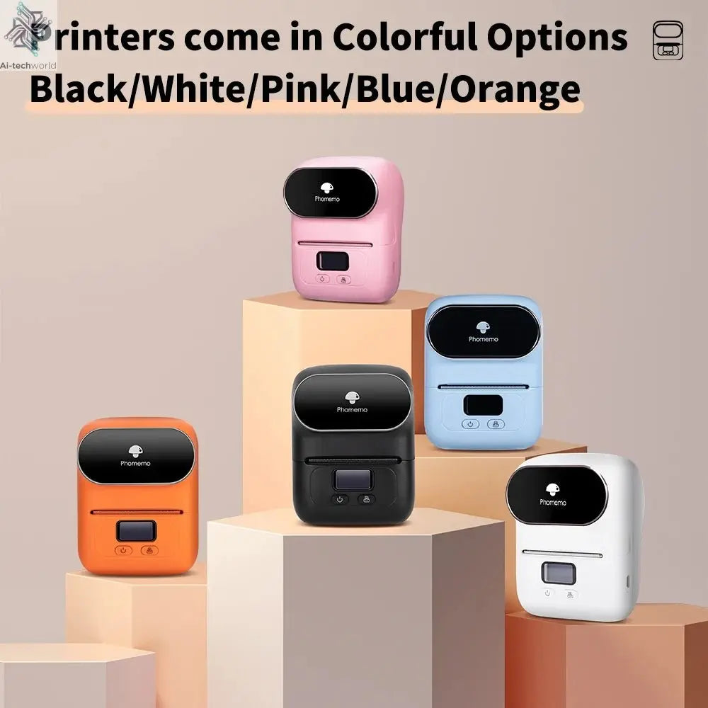 Phomemo M110 Mini Portable Thermal Printer Self-adhesive Label Printer For 3/5/10 rolss Stickers Label Maker Printer Without Ink Ai-TechWorld
