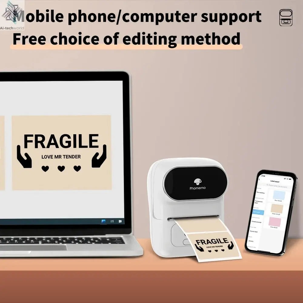 Phomemo M110 Mini Portable Thermal Printer Self-adhesive Label Printer For 3/5/10 rolss Stickers Label Maker Printer Without Ink Ai-TechWorld