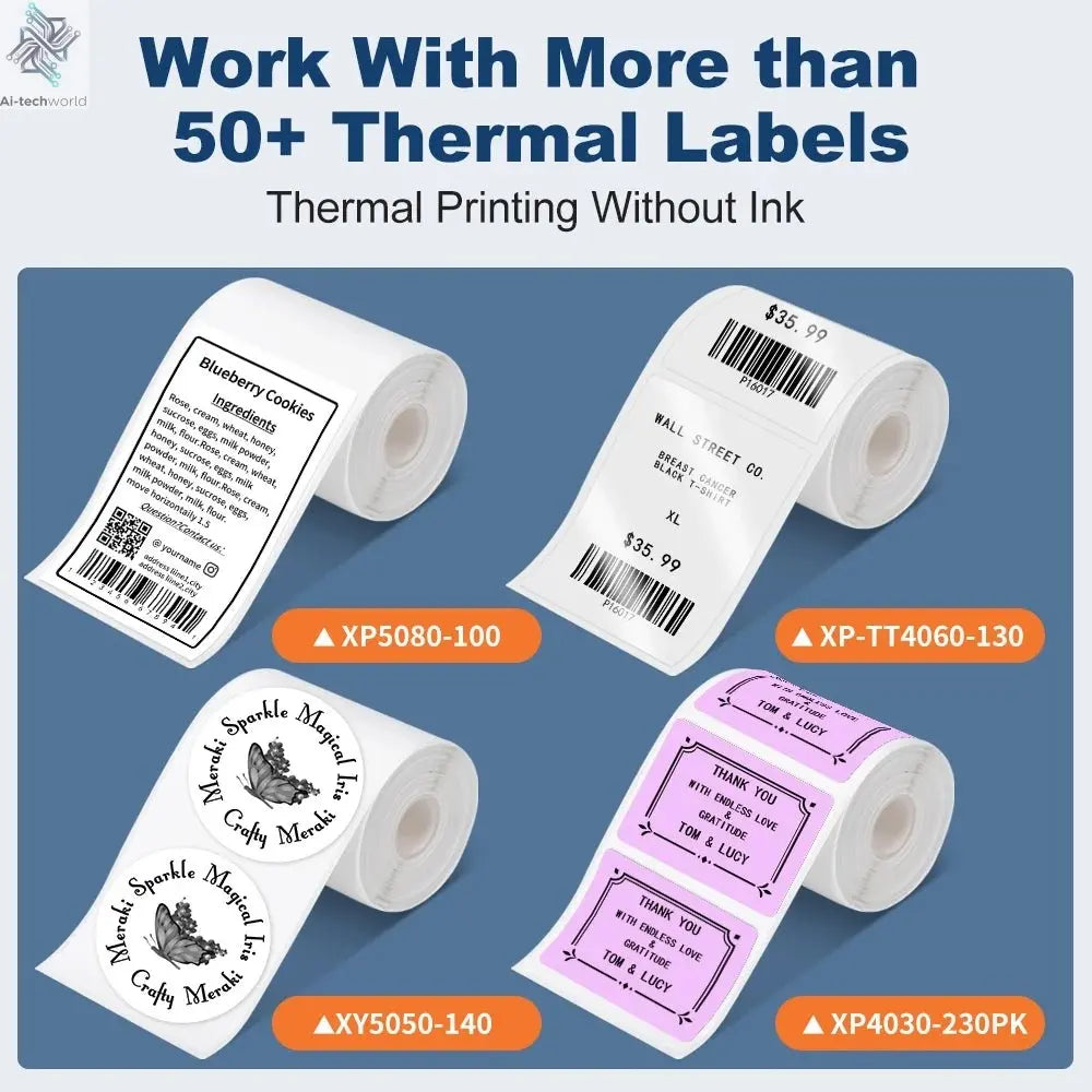 Phomemo M110 Self-adhesive Smart Thermal Label Printer for Business,Barcode Label, Price Tag, Address Wireless Sticker Printer Ai-TechWorld