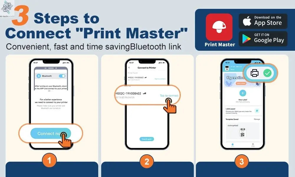 Phomemo M110 Self-adhesive Smart Thermal Label Printer for Business,Barcode Label, Price Tag, Address Wireless Sticker Printer Ai-TechWorld