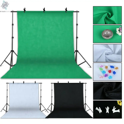 Photography Photo Studio Softbox Lighting Kit With 2.6x3M Background Frame 3pcs Backdrops Tripod Stand Reflector Board 4Umbrella Ai-TechWorld 