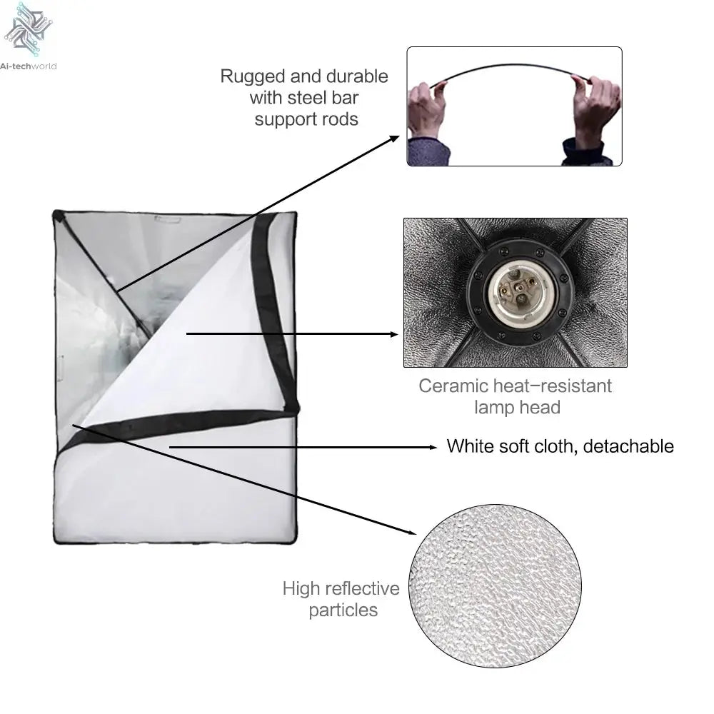 Photography Photo Studio Softbox Lighting Kit With 2.6x3M Background Frame 3pcs Backdrops Tripod Stand Reflector Board 4Umbrella Ai-TechWorld 