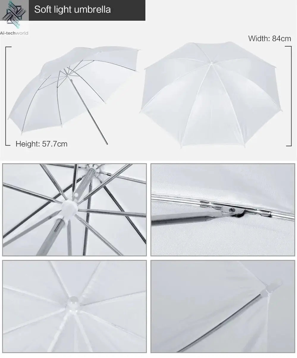 Photography Photo Studio Softbox Lighting Kit With 2.6x3M Background Frame 3pcs Backdrops Tripod Stand Reflector Board 4Umbrella Ai-TechWorld 