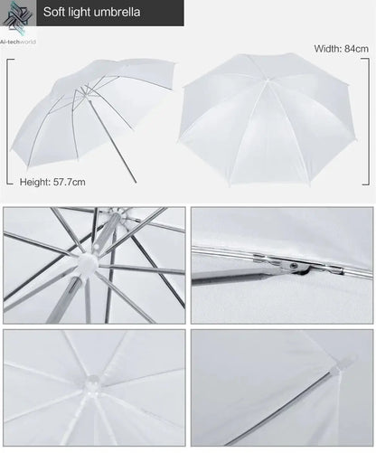 Photography Photo Studio Softbox Lighting Kit With 2.6x3M Background Frame 3pcs Backdrops Tripod Stand Reflector Board 4Umbrella Ai-TechWorld 