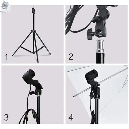 Photography Photo Studio Softbox Lighting Kit With 2.6x3M Background Frame 3pcs Backdrops Tripod Stand Reflector Board 4Umbrella Ai-TechWorld 
