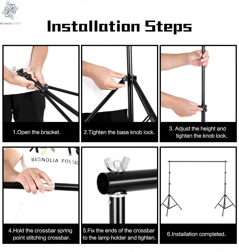 Photography Photo Studio Softbox Lighting Kit With 2.6x3M Background Frame 3pcs Backdrops Tripod Stand Reflector Board 4Umbrella Ai-TechWorld 