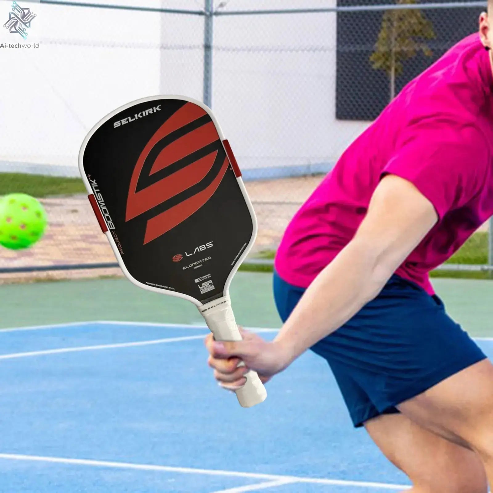 Pickleball Paddle Nonslip Elongated Handle Ergonomic Portable Versatile Professional Racquet for Indoor Outdoor Practicing Ai-TechWorld 