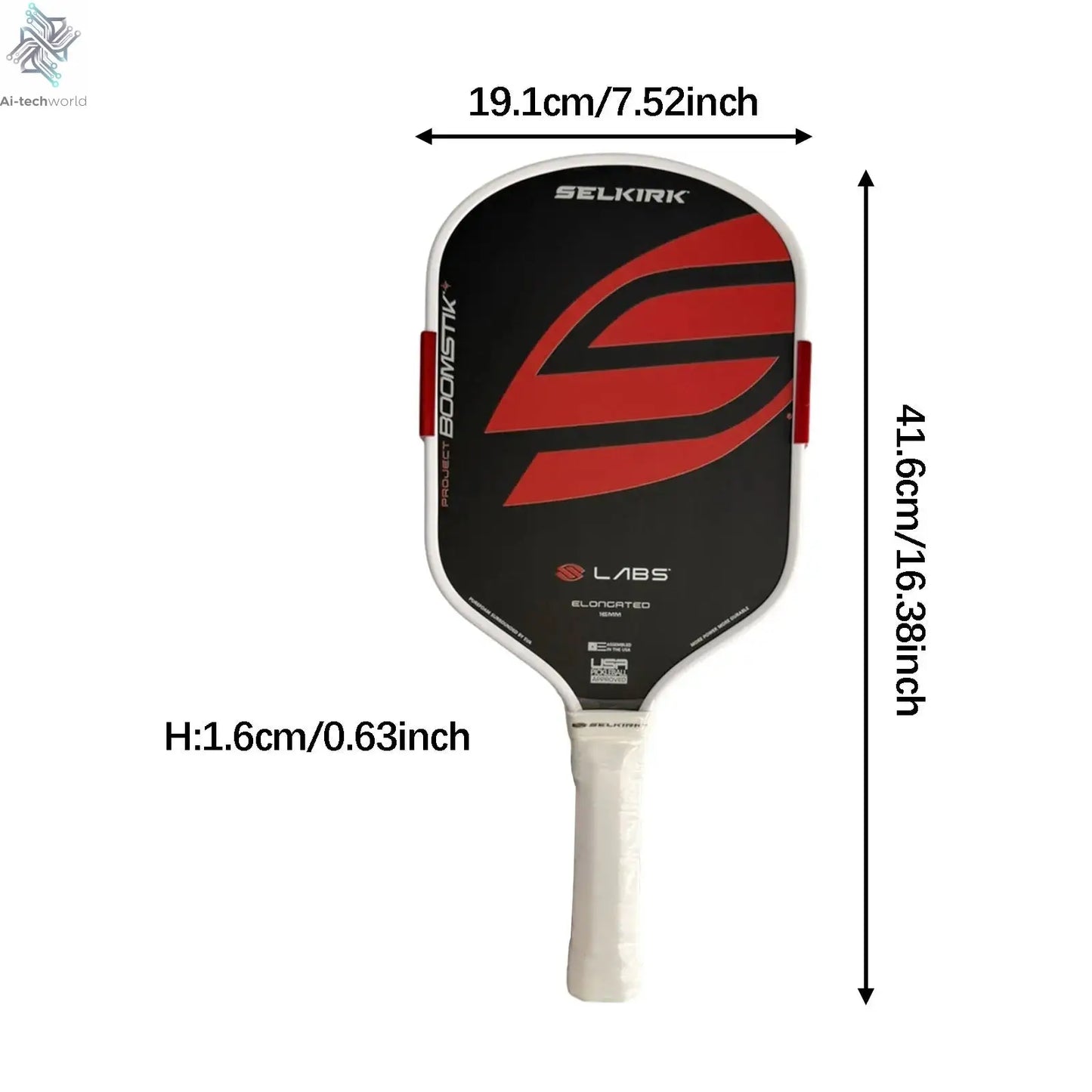 Pickleball Paddle Nonslip Elongated Handle Ergonomic Portable Versatile Professional Racquet for Indoor Outdoor Practicing Ai-TechWorld 