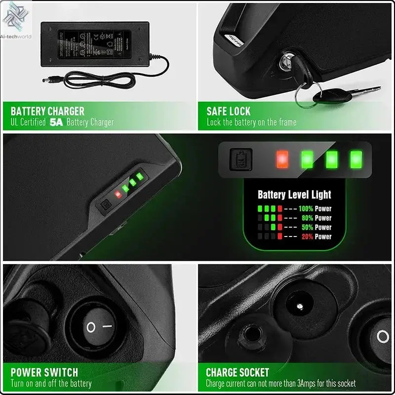 Polly 48V 60V 72V 30AH Ebike Battery Downtube 52V Electric Battery 100A BMS Cham Rider Original 21700 Lithium Lon Battery 3000W - Ai-TechWorld