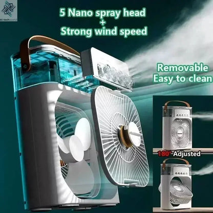 Portable 3-In-1 Fan Air Cooler w/ LED Night Light - Versatile Office/Home Cooling Solution Ai-TechWorld