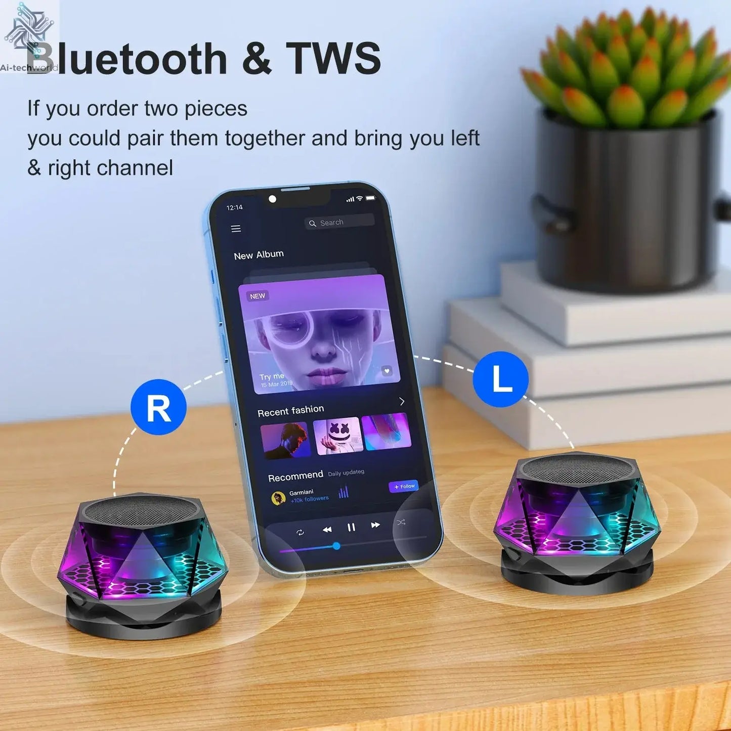 Portable Bluetooth Speakers 5W for Mobile Phone G200 Mini Cooler Sound Box for Computer Car Music Magnetic Wireless Megaphone Ai-TechWorld 